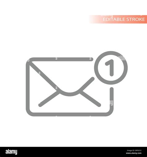 Letter Or Envelope With One Notification Line Icon Mail Email Outline