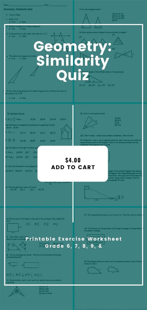 10 find the value of each variable. Geometry: Similarity Quiz | Elementary lesson, Geometry ...