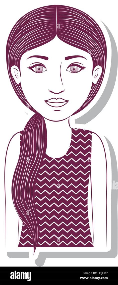 Silhouette Teenager With Ponytail Hair Vector Illustration Stock Vector