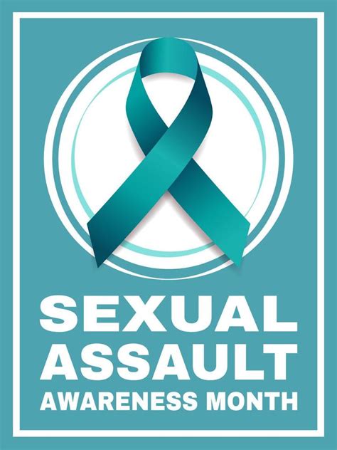 Sexual Assault Awareness Month Concept Banner Template With Teal Ribbon Vector Illustration