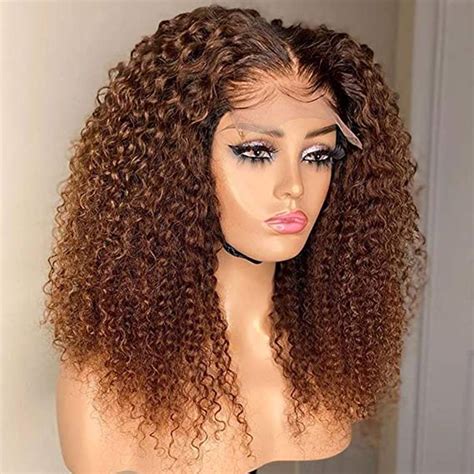 Kinky Curly Wig For Black Women Honey Blonde Lace Front Human Hair Wigs