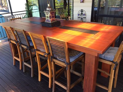 Outdoor Bar Height Table with Built-In Ice Trays | Ana White
