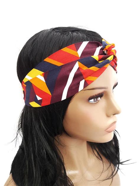 African Print Headband Ankara Headband Geometric Print