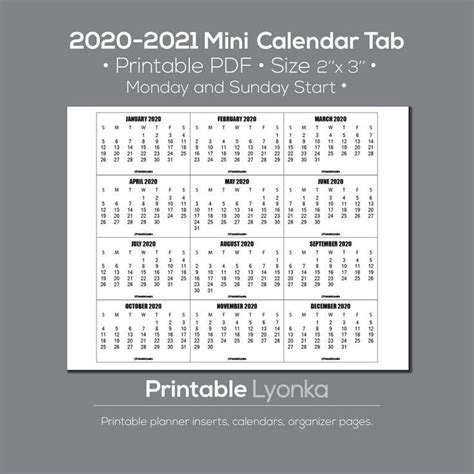 Calendar 2021 pdf template can be downloaded very easily. 2 x 3 inch mini Calendar 2020 2021/ Small printable calendar/PDF в 2020 г