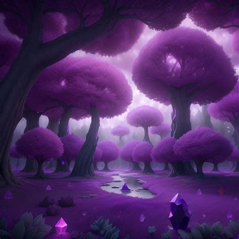 Premium Ai Image A Purple Forest With Purple Trees And Purple Flowers