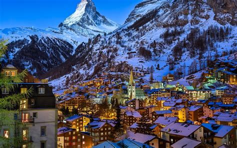 Winter At Zermatt Valley Switzerland Wallpaper Download 5120x3200