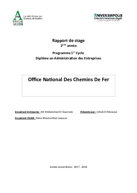 (DOC) Rapport de stage oncf  Ichrak El Missaoui  Academia.edu