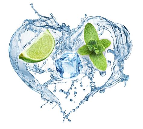 Valentine Heart Water Splash Mint Ice Lime Stock Photos Free