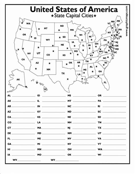 State And Capitals Worksheet