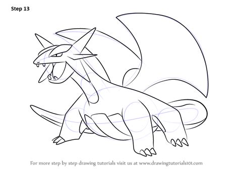 How To Draw Mega Salamence From Pokemon Printable Step By Step Drawing