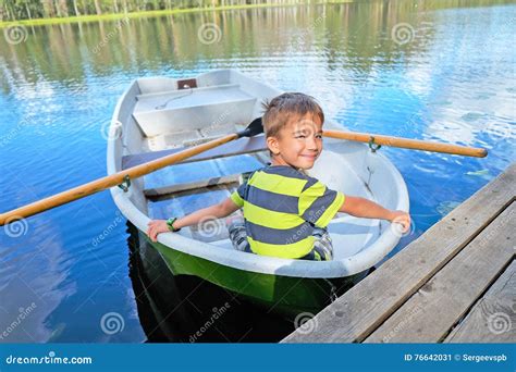 Portrait Of A Boy In A Boat Stock Image Image Of Recreation