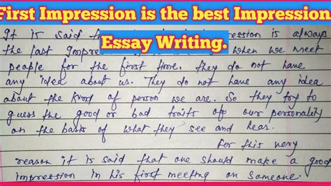 First Impression Is The Best Impressionessay Writing In English Youtube
