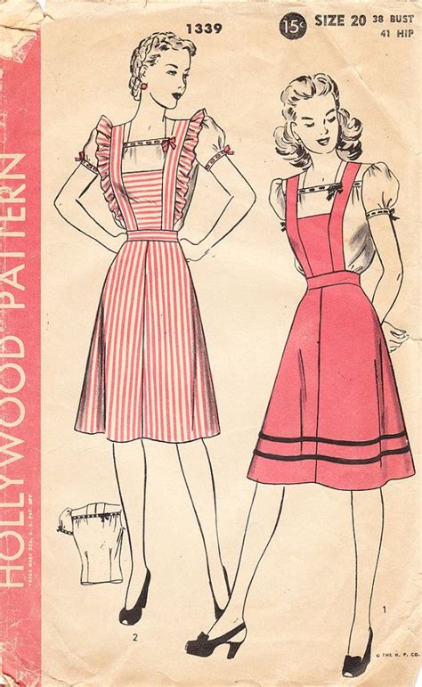 1940s pinafore or bib top jumper and blouse vintage etsy vintage dress patterns blouse
