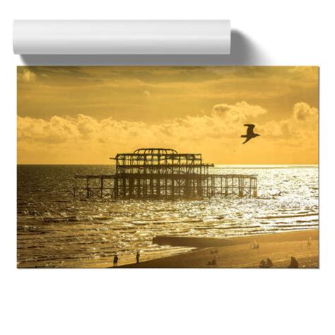 Brighton West Pier Beach Seascape Sunset Unframed Wall Art Poster Print