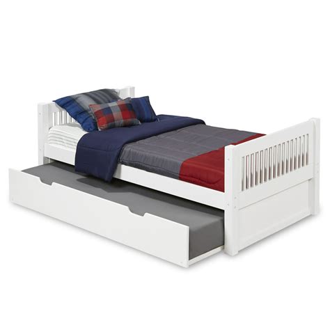 Camaflexi Twin Size Platform Bed With Twin Trundle Mission Headboard