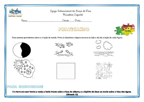 Atividade Sobre A Criação Do Mundo 1 Ano