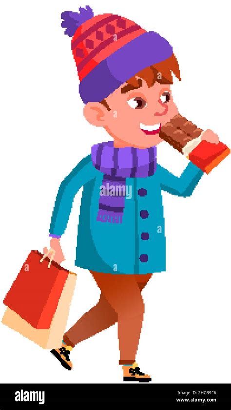 Young Boy Eating Sweets Vector Stock Vector Image And Art Alamy