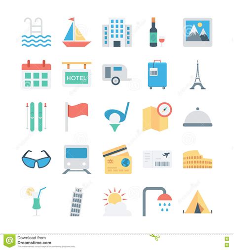 Travel And Tourism Colored Vector Icons 4 Stock Illustration