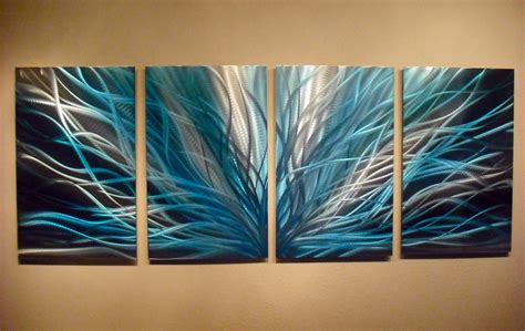 Radiance in Blues- Abstract Metal Wall Art Contemporary Modern Decor ...
