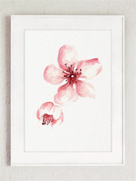 Cherry Blossom Art Print Pink Floral Poster Shabby Chic