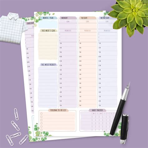 Schedule Planner Aesthetic Weekly Hourly Planner Templates Download