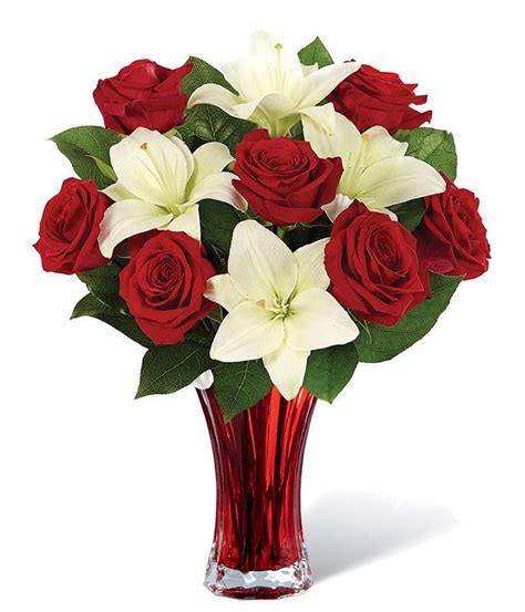 Anniversary Classic Red Rose And White Lily Bouquet