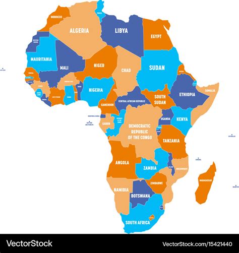 Multicolored Political Map Of Africa Continent Vector Image