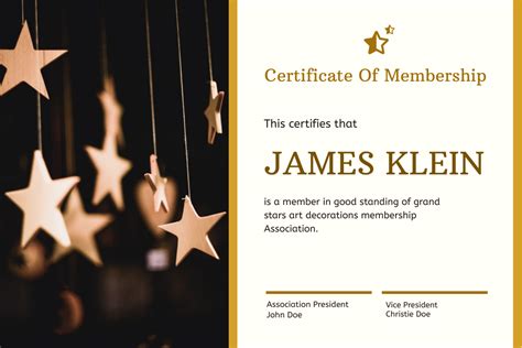 Gold Christmas Stars Photo Membership Certificate Certificate Template