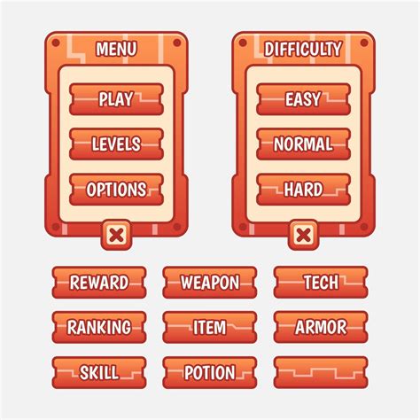 Vector Game Template Gui Kit Interface Level Selection Multi Stage