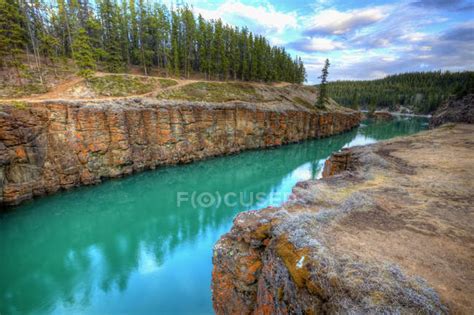 Miles Canyon At Sunset In Turquoise Whitehorse River Yukon Canada
