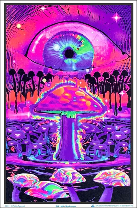 Mushrooms Black Light Poster X In Trippy Painting Hippie Wallpaper Hippie Painting