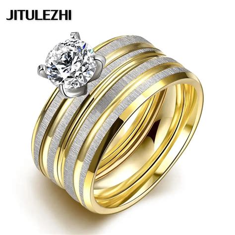 zircon titanium steel rings for female bijoux women anillos de boda bridal jewelry punk style