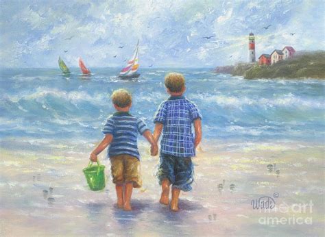 Two Beach Boys Walking Painting By Vickie Wade Fine Art America