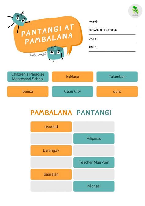 Pantangi At Pambalana Filipino Worksheet Live Worksheets