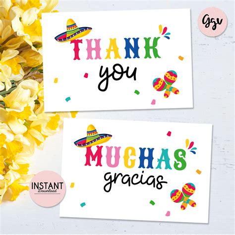 Mexican Fiesta Gracias And Thank You Cards Mexican Fiesta Etsy