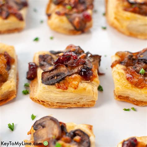 Mushroom Puff Pastry Bites Easy Holiday Appetizer Key To My Lime