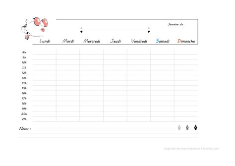 Calendrier Hebdomadaire Semainier Girly Par Jean Fxp Fichier Pdf
