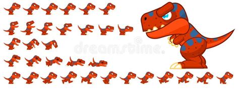 Animated Dinosaur Character Sprites Vector Illustration Cartoondealer