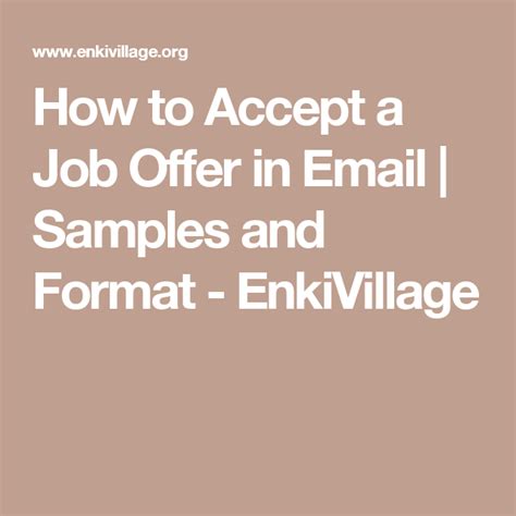 How do you write an acceptance email for a job offer? How to Accept a Job Offer in Email | Samples and Format ...