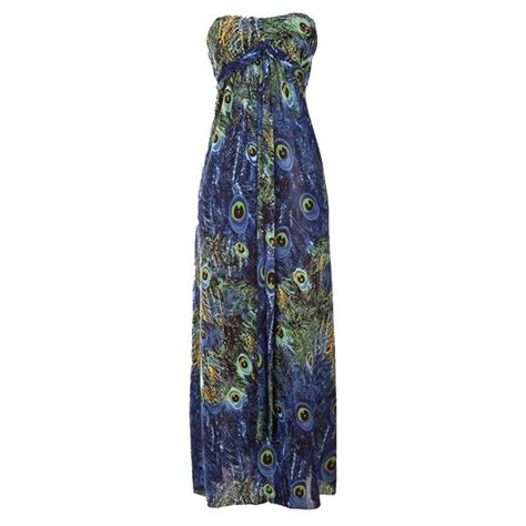 Womens Club L Peacock Maxi Dress Found On Polyvore Peacock Maxi Dress Peacock Print Dress