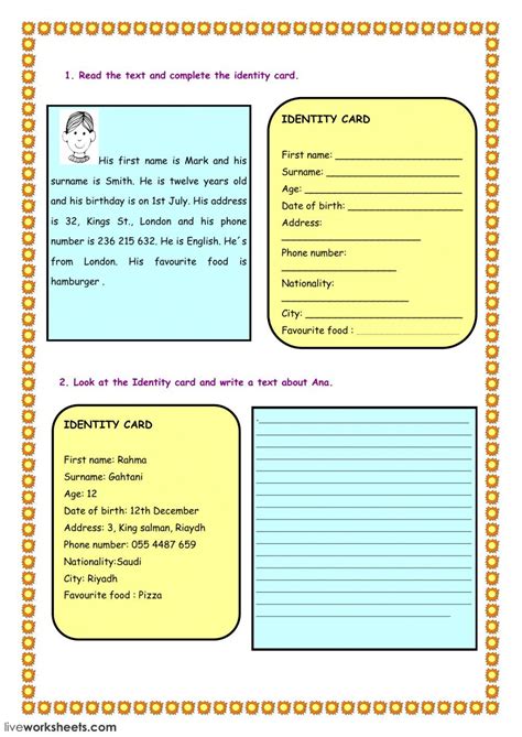 Personal Information Worksheet Primary Pdf Kidsworksheetfun