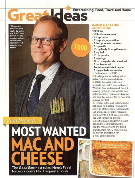 Alton brown is about to make food network even tastier. Alton Brown's Mac and Cheese | Alton brown, Mac cheese ...