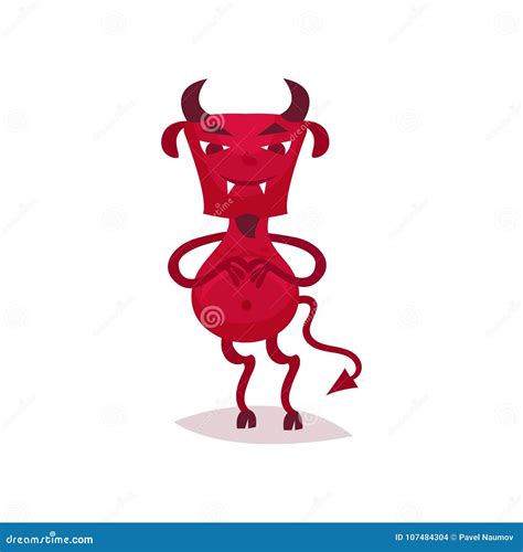 Demon Cartoon Characters Standing With Pitchforks And Fireballs Vector