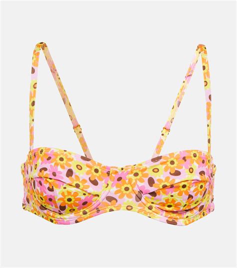 Lenny Floral Bikini Top In Multicoloured Bananhot Mytheresa