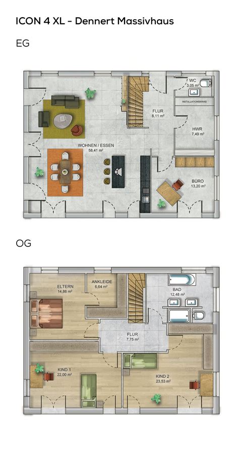 Bei einem neubau sollten sie unbedingt bereits in der plaungsphase die familienplanung mitbedenken. Grundriss Satteldach Haus modern Treppe gewendelt - 5 ...