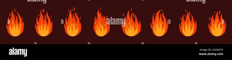 Fire Animation Burning Bonfire Or Campfire Torch Fire Flames Red