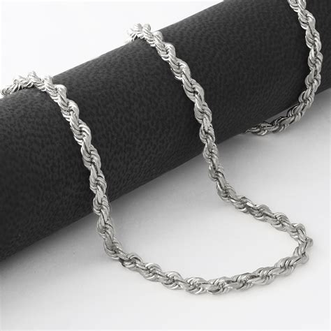 Real 10k White Gold 4mm Mens Womens Diamond Cut Rope Chain Pendant Necklace 20 Ebay