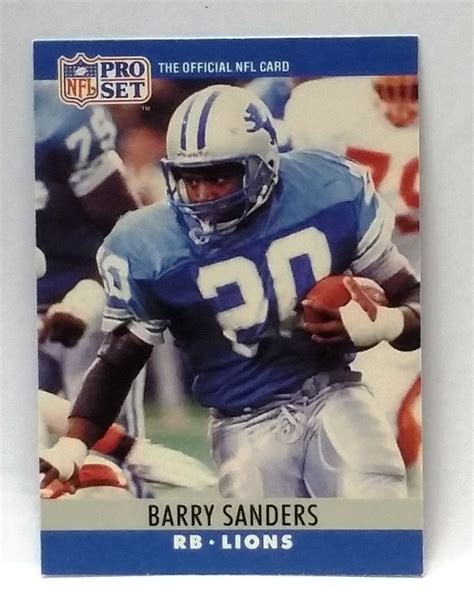 Here's a list of football rookie cards of barry sanders that are currently for sale on ebay and some other online shops. 1990 Pro Set #102 Barry Sanders ROOKIE CARD, RB, Lions | Cards, Lions, Football helmets