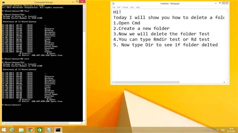 How To Delete A Folder Form Ms Doscommand Prompt Youtube