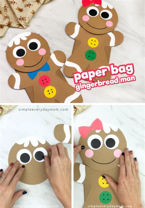 #simpleeverydaymom #gingerbreadmancrafts #kidscrafts #craftsforkids #kidsactivities #christmascrafts #xmascrafts Gingerbread Man Paper Bag Puppet Craft | Preschool ...
